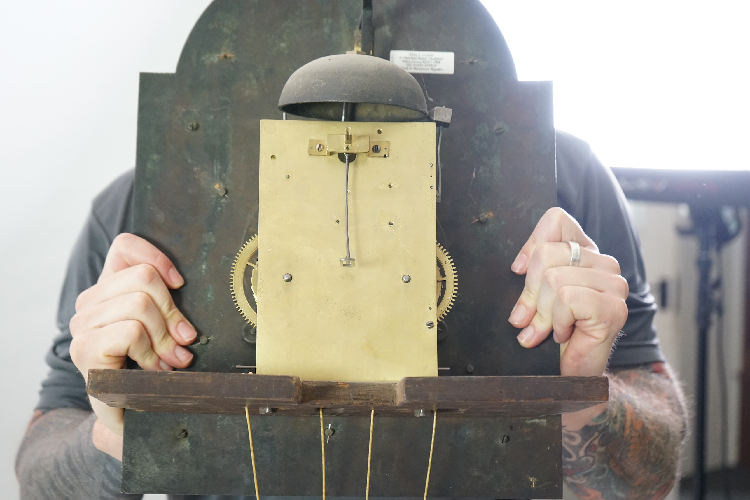 Windmills of London. A George III oak cased eight day longcase clock